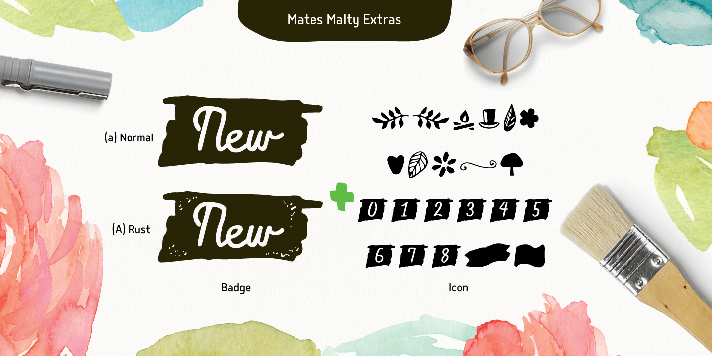 Пример шрифта Mates Malty Extras